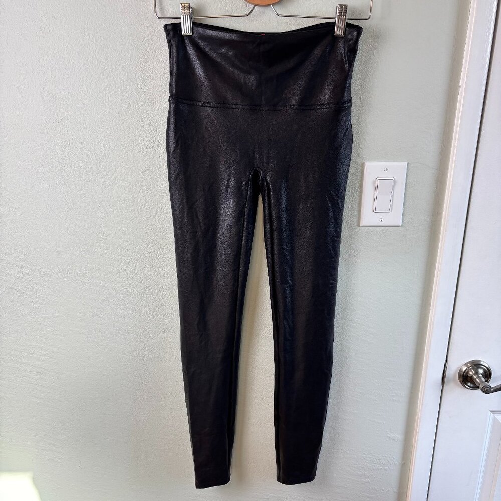 Spanx Faux Leather Leggings Black Size‎ L Shaping High Rise Baddie Athleisure